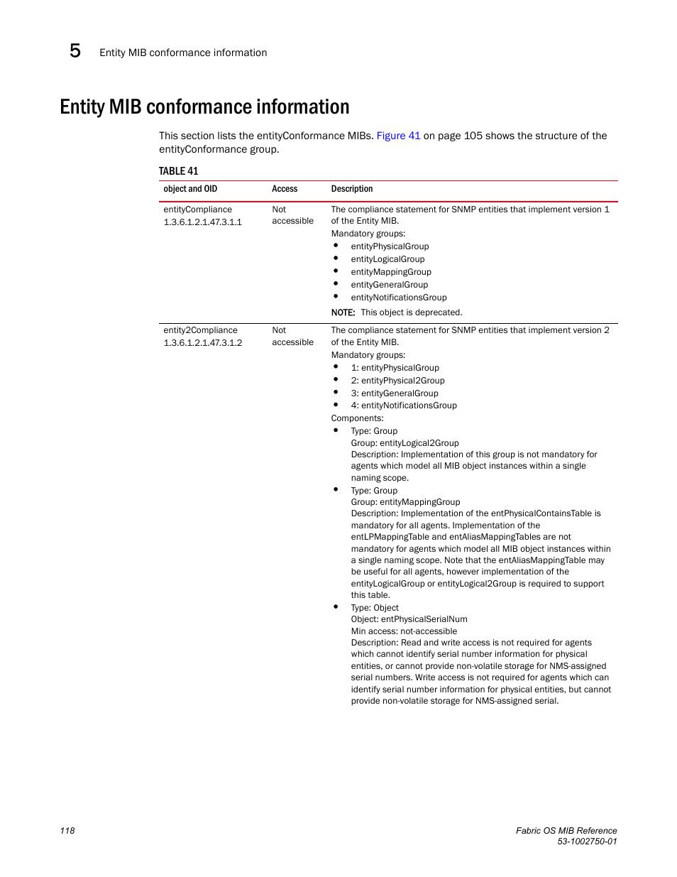 Entity mib conformance information, Entitycompliance, Entity2compliance | Dell POWEREDGE M1000E User Manual | Page 138 / 370