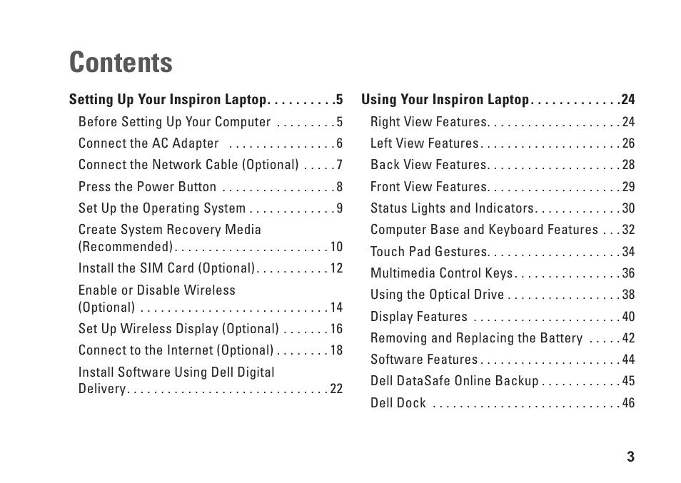 Dell Inspiron M501R (Early 2010) User Manual | Page 5 / 96