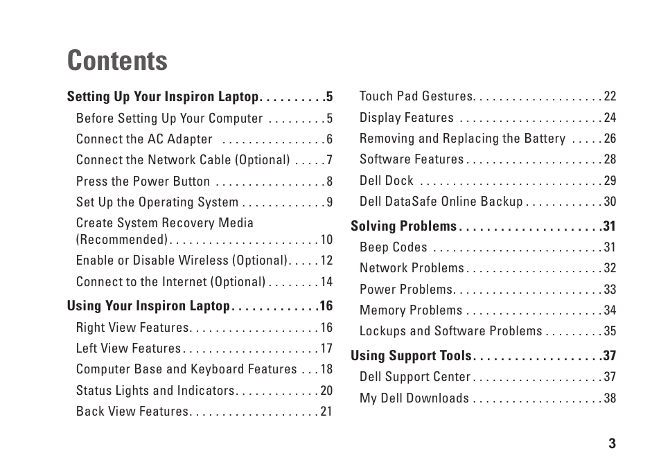 Dell Inspiron Mini 10v (1018, Mid 2010) User Manual | Page 5 / 78