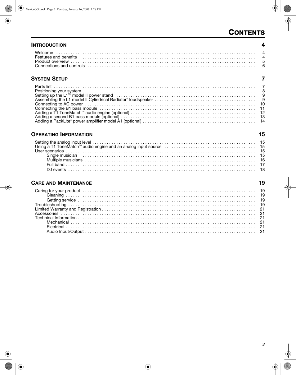 Ontents | Bose L1 Model II User Manual | Page 11 / 32