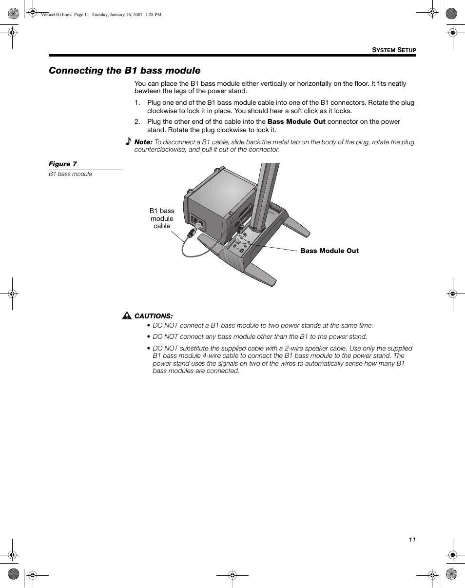 Connecting the b1 bass module | Bose L1 Model II User Manual | Page 19 / 32