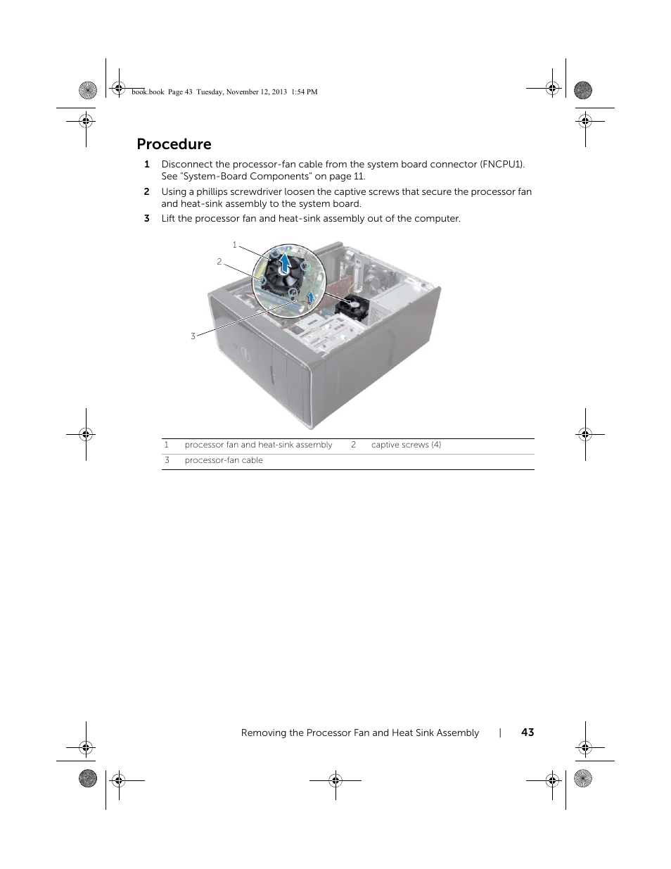 Procedure | Dell Inspiron Desktop (3847, Early 2013) User Manual | Page 43 / 55