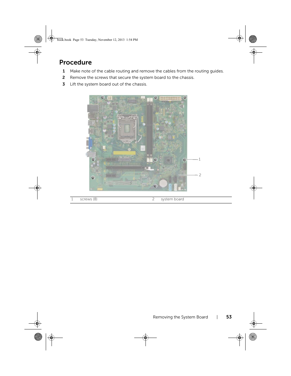 Procedure | Dell Inspiron Desktop (3847, Early 2013) User Manual | Page 53 / 55