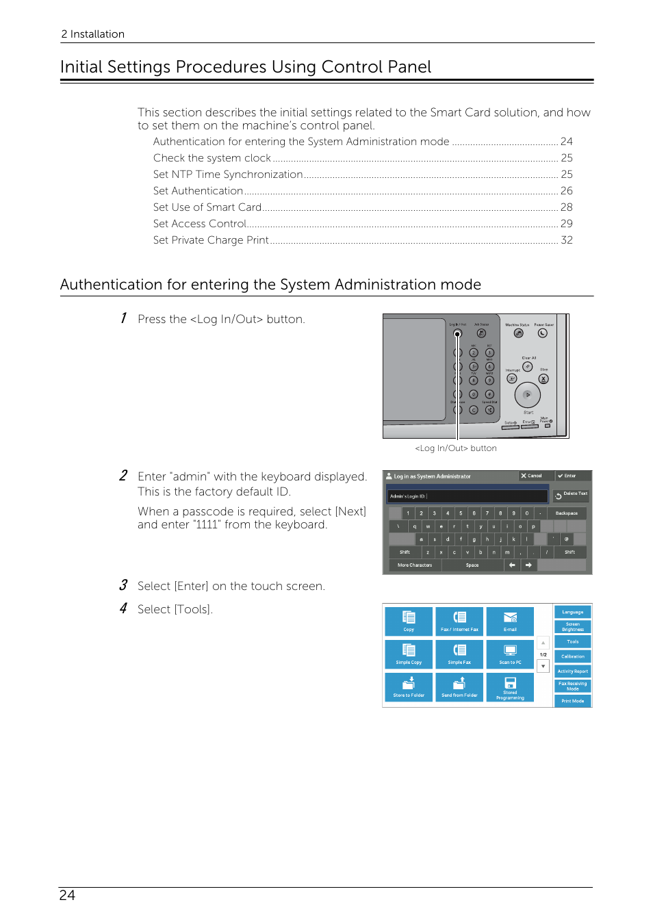 Initial settings procedures using control panel | Dell C7765DN MFP Color Laser Printer User Manual | Page 24 / 52
