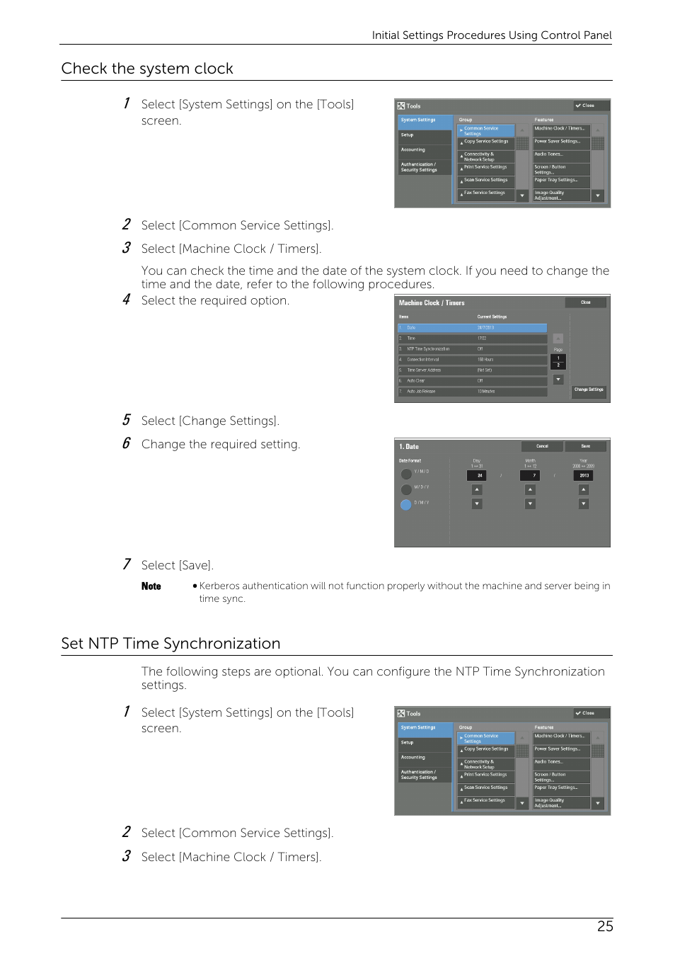 Check the system clock, Set ntp time synchronization | Dell C7765DN MFP Color Laser Printer User Manual | Page 25 / 52