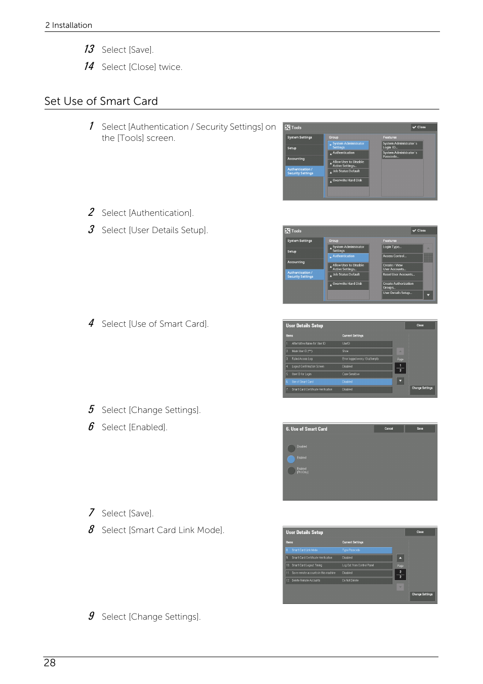 Set use of smart card | Dell C7765DN MFP Color Laser Printer User Manual | Page 28 / 52
