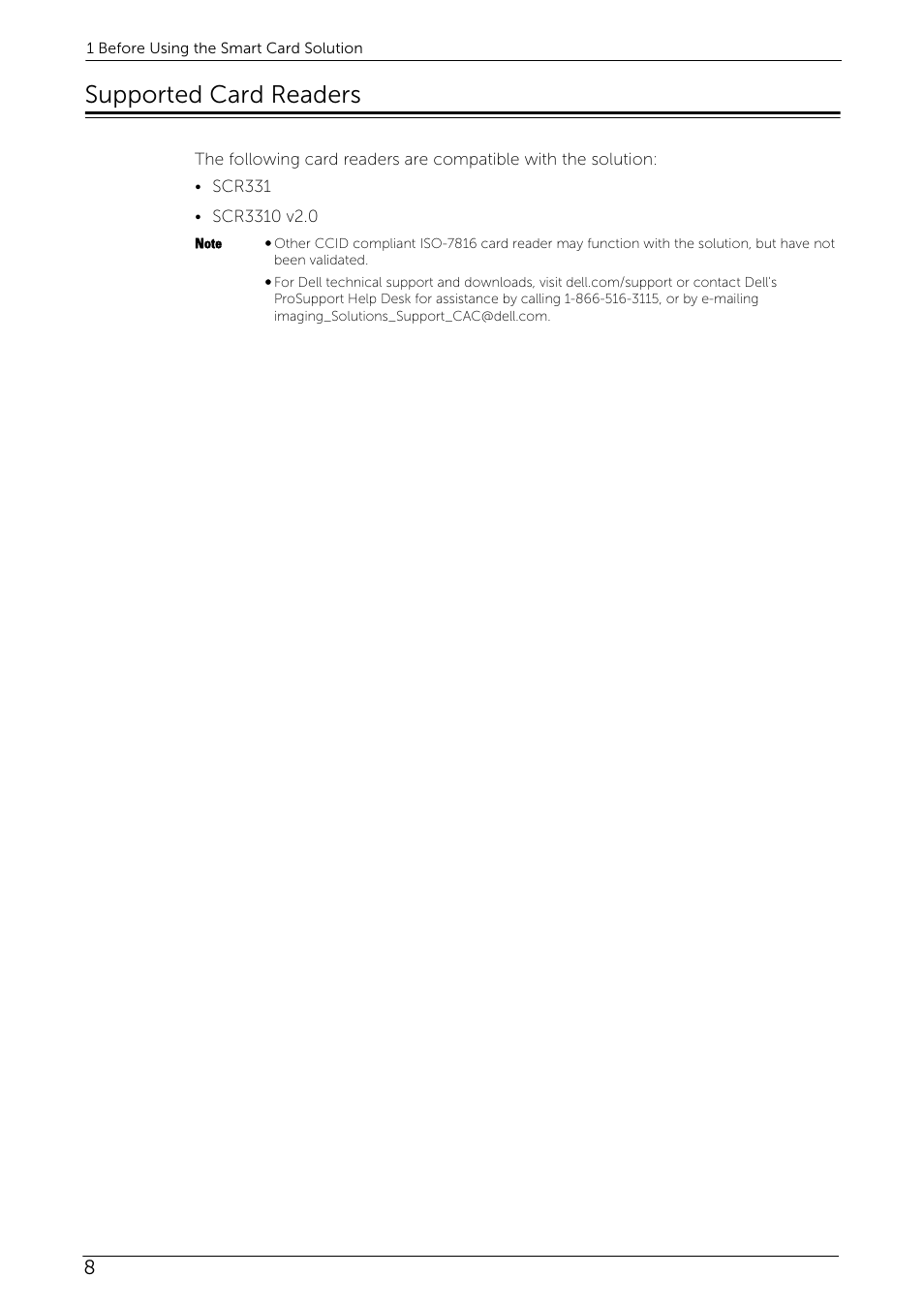Supported card readers | Dell C7765DN MFP Color Laser Printer User Manual | Page 8 / 52