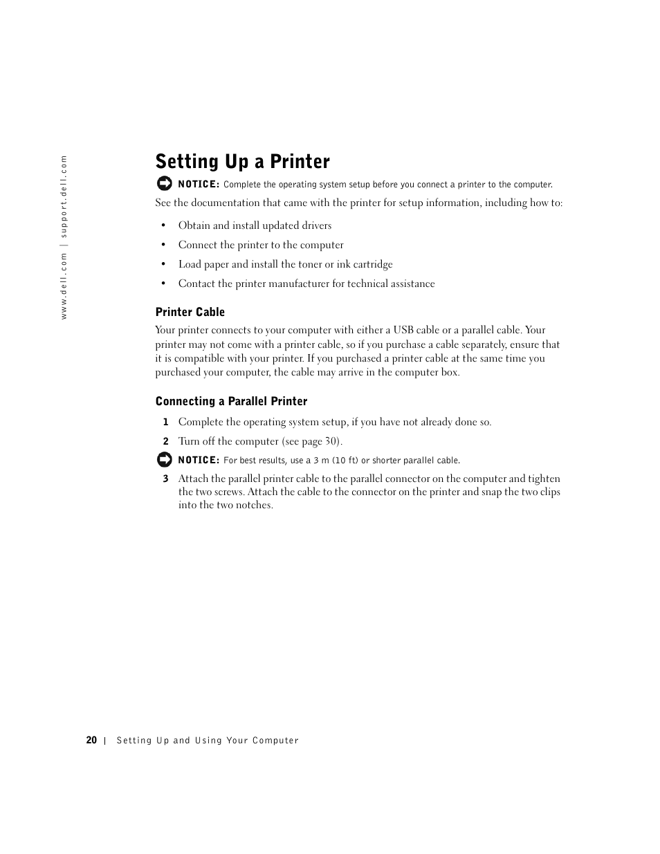 Setting up a printer | Dell Dimension 2350 User Manual | Page 20 / 136