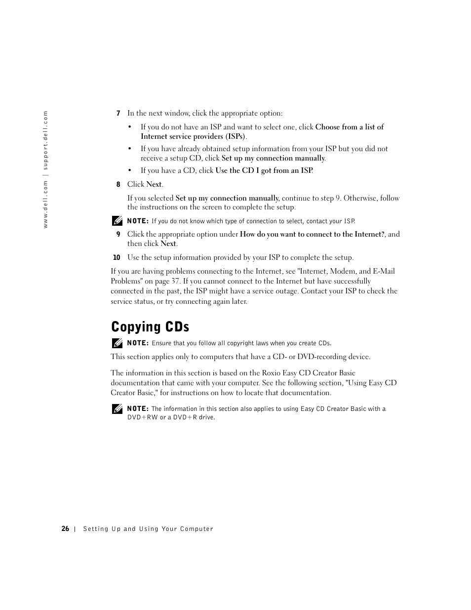 Copying cds | Dell Dimension 2350 User Manual | Page 26 / 136