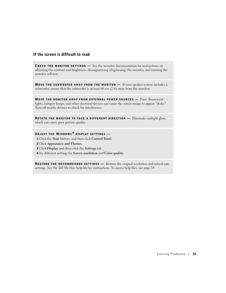 If the screen is difficult to read | Dell Dimension 2350 User Manual | Page 51 / 136