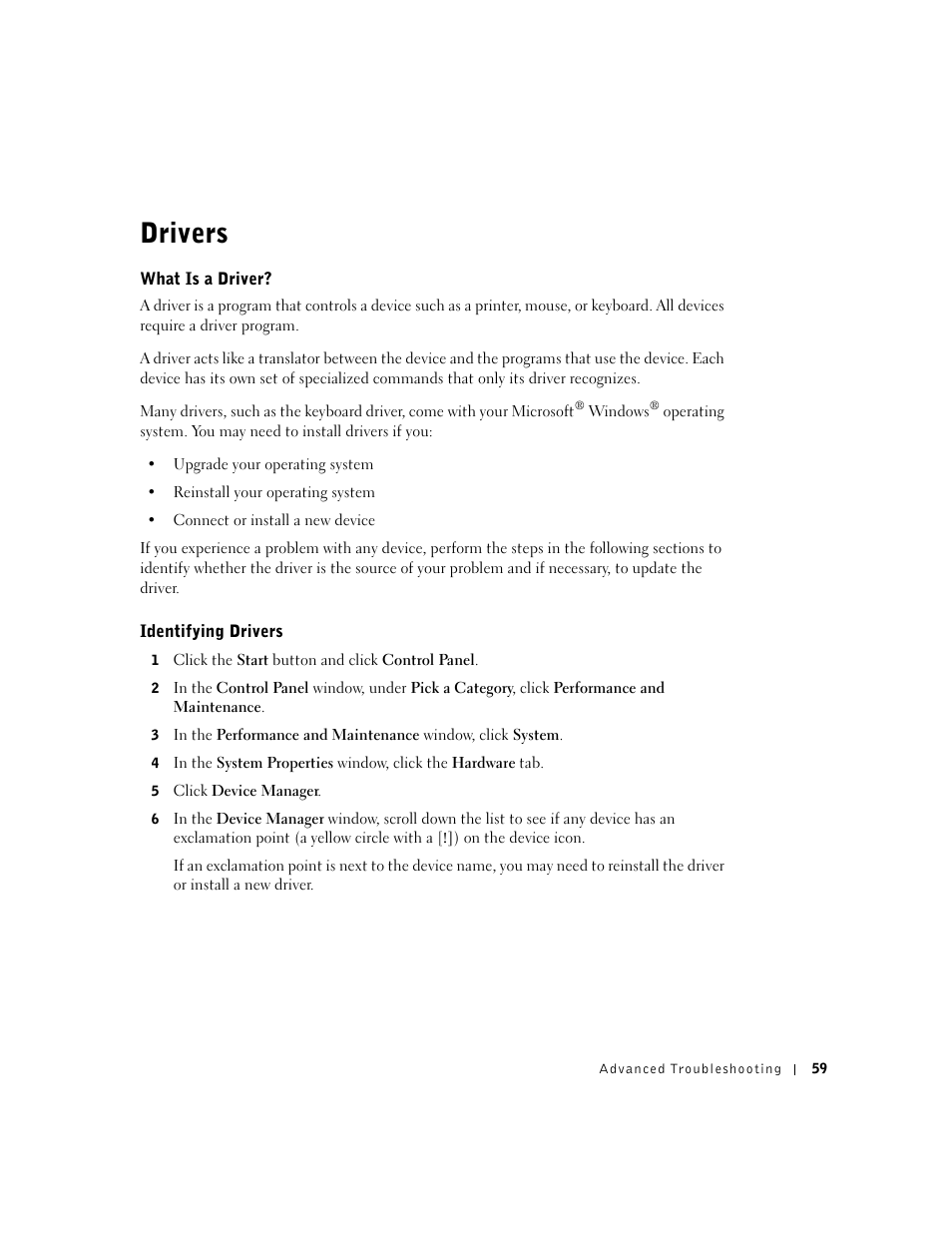 Drivers | Dell Dimension 2350 User Manual | Page 59 / 136