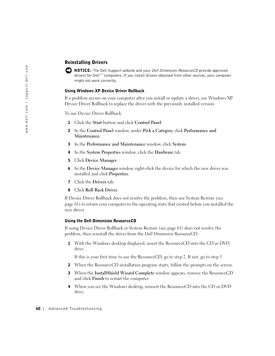 Dell Dimension 2350 User Manual | Page 60 / 136