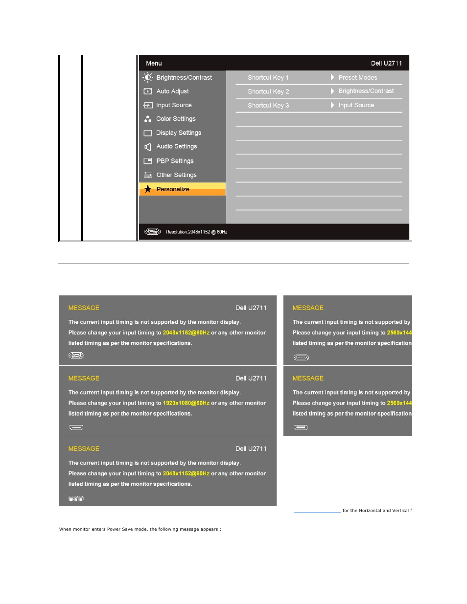Osd warning messages | Dell U2711 Monitor User Manual | Page 31 / 43
