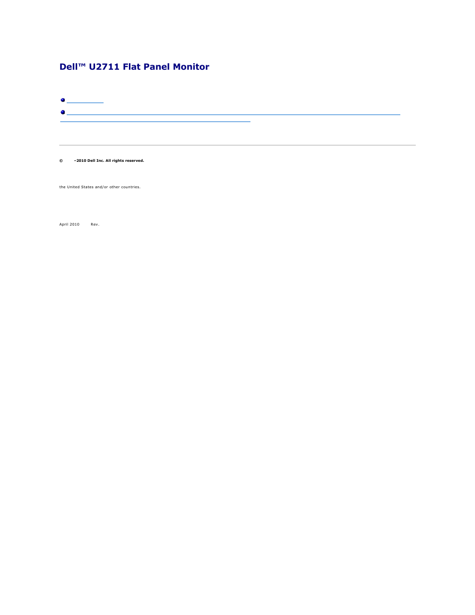 Dell™ u2711 flat panel monitor | Dell U2711 Monitor User Manual | Page 36 / 43