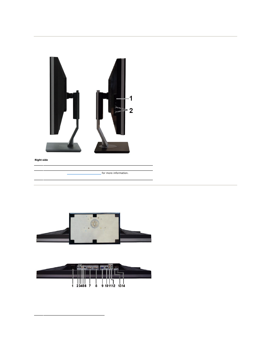 Side view, Bottom view | Dell U2711 Monitor User Manual | Page 5 / 43