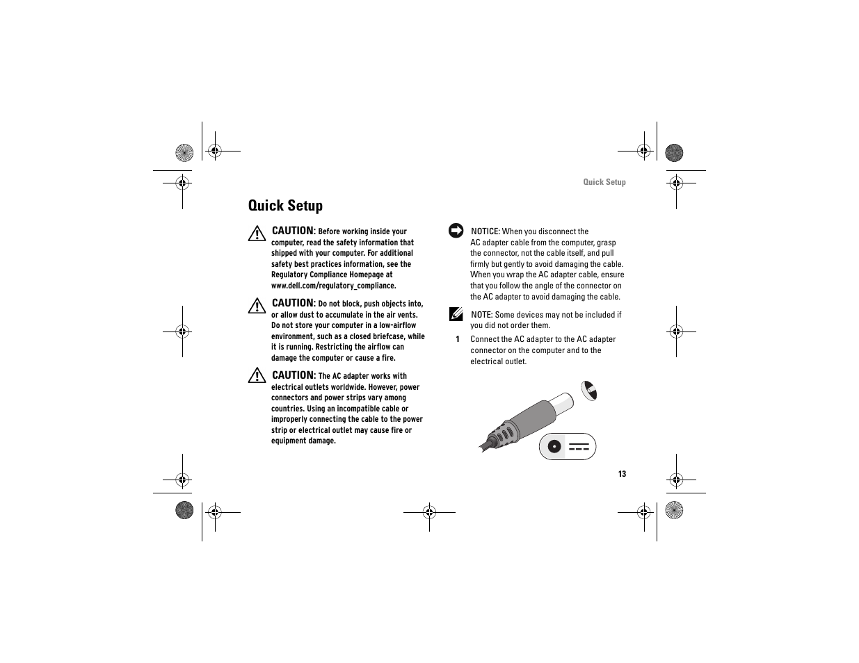 Quick setup | Dell Vostro A90 (Late 2008) User Manual | Page 13 / 60