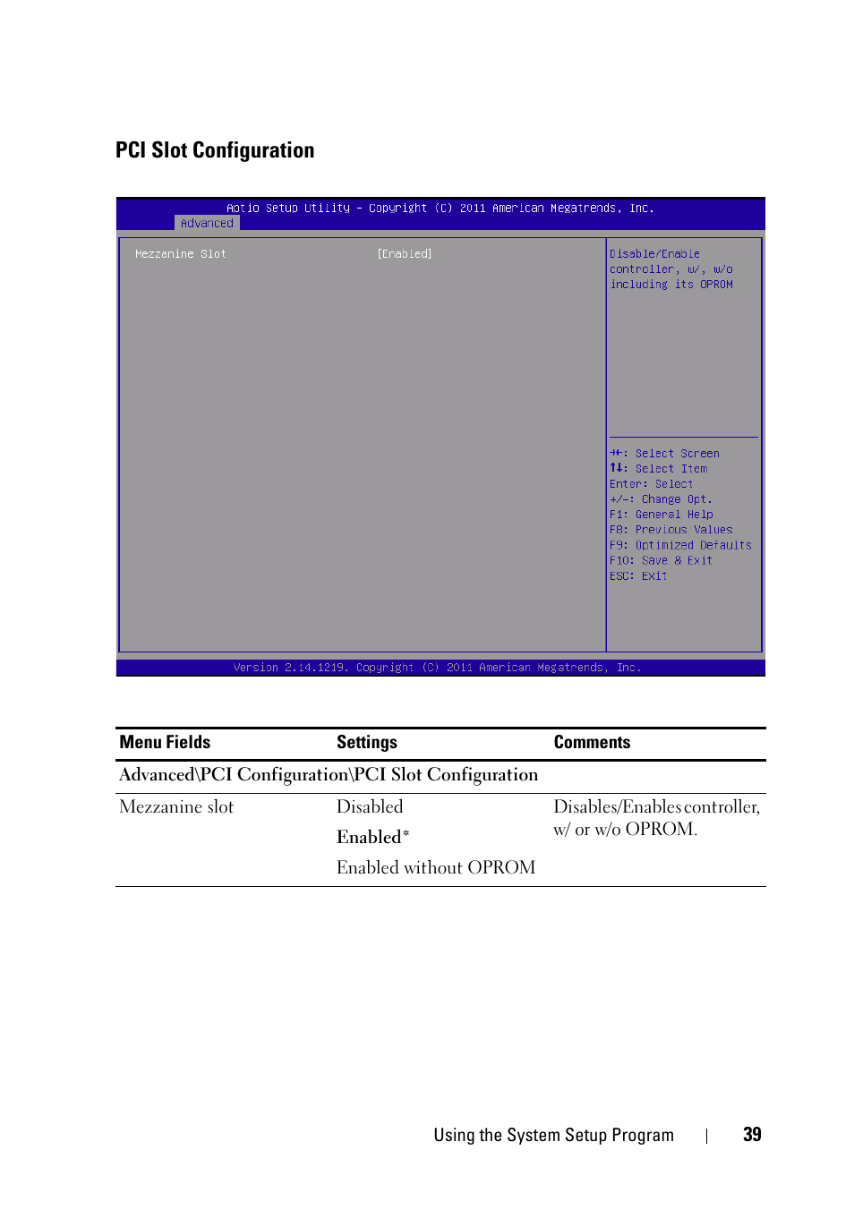 Pci slot configuration | Dell PowerEdge C5220 User Manual | Page 39 / 124