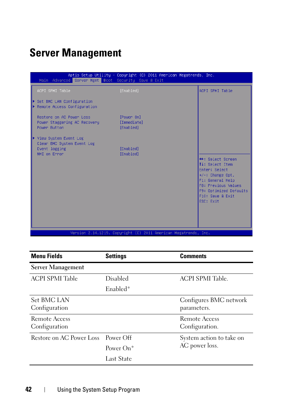 Server management | Dell PowerEdge C5220 User Manual | Page 42 / 124