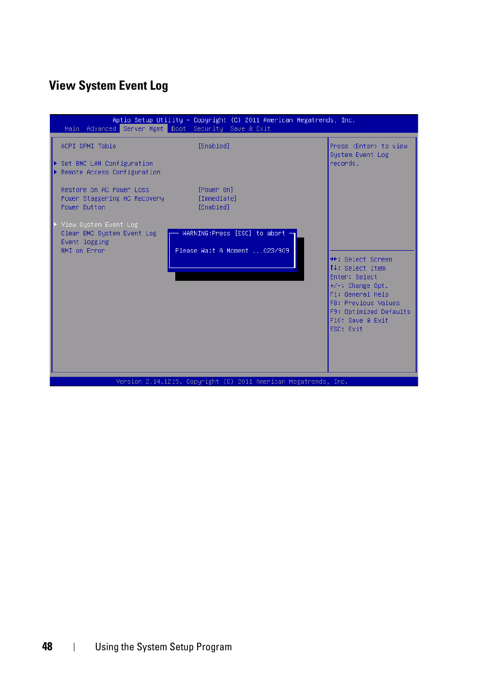 View system event log | Dell PowerEdge C5220 User Manual | Page 48 / 124