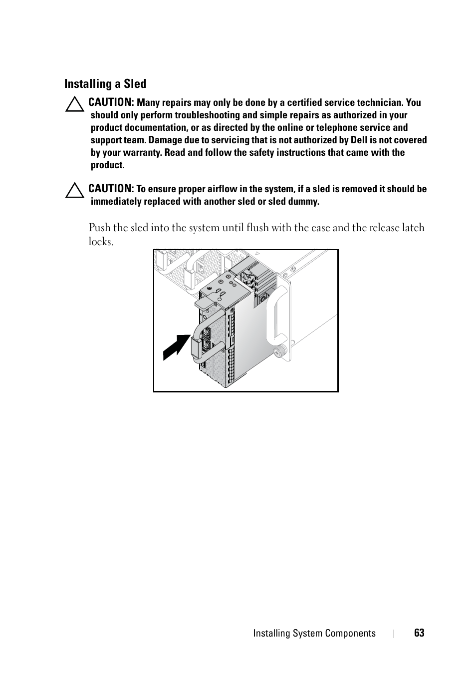 Installing a sled | Dell PowerEdge C5220 User Manual | Page 63 / 124