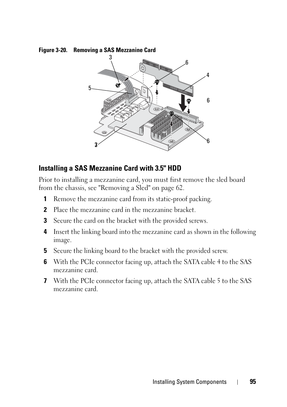 Installing a sas mezzanine card with 3.5" hdd | Dell PowerEdge C5220 User Manual | Page 95 / 124