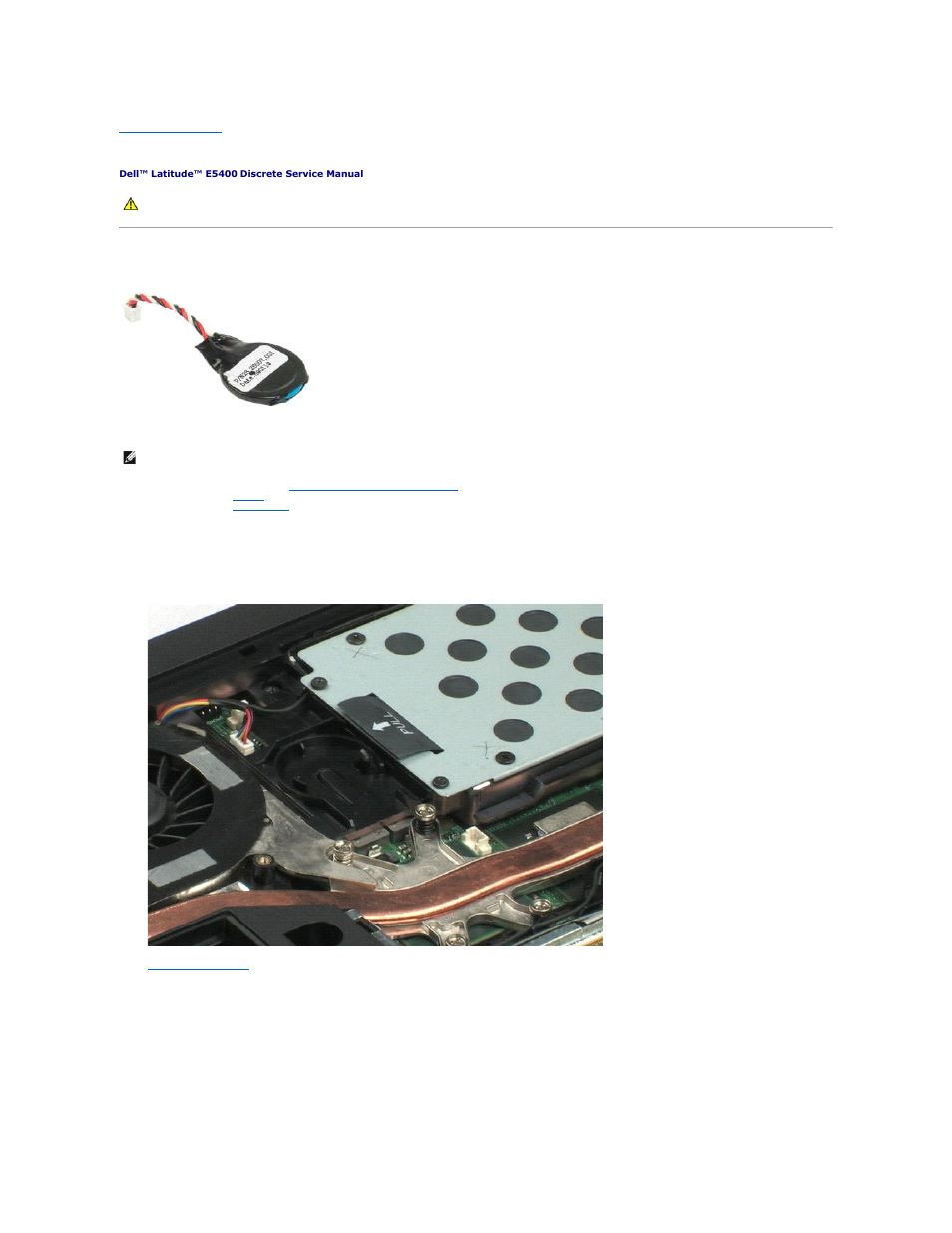 Coin-cell battery, Removing the coin-cell battery | Dell Latitude E5400 (Mid 2008) User Manual | Page 16 / 42