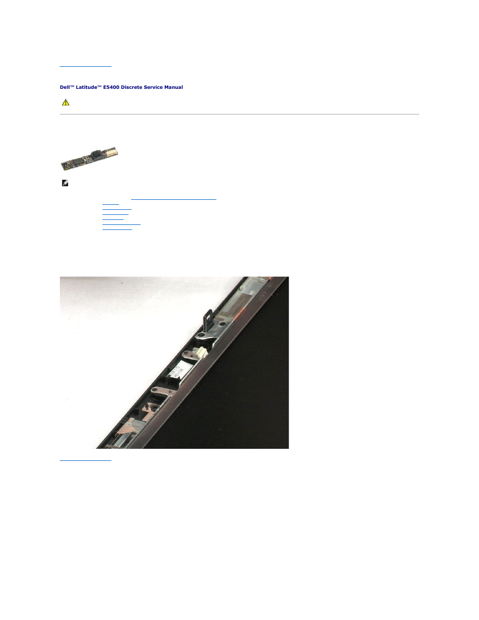 Camera, Removing the camera | Dell Latitude E5400 (Mid 2008) User Manual | Page 36 / 42