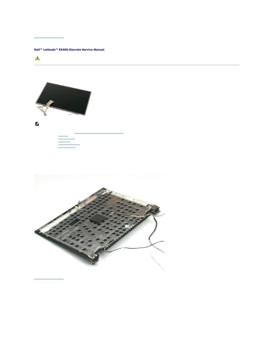 Display panel, Removing the display panel | Dell Latitude E5400 (Mid 2008) User Manual | Page 37 / 42