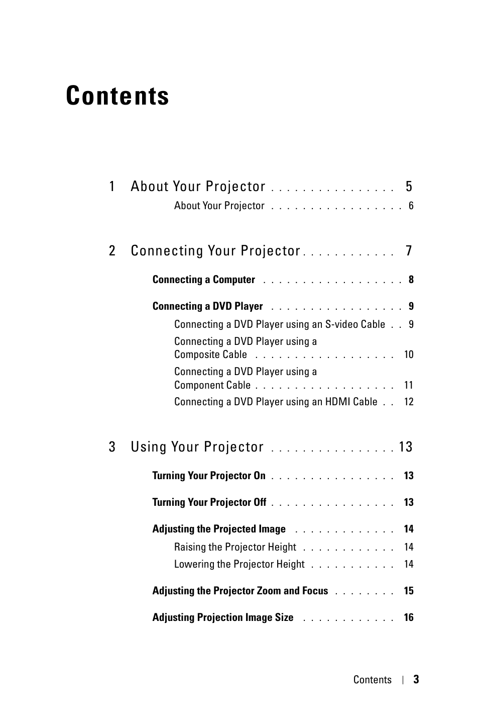 Dell M409WX Projector User Manual | Page 3 / 45