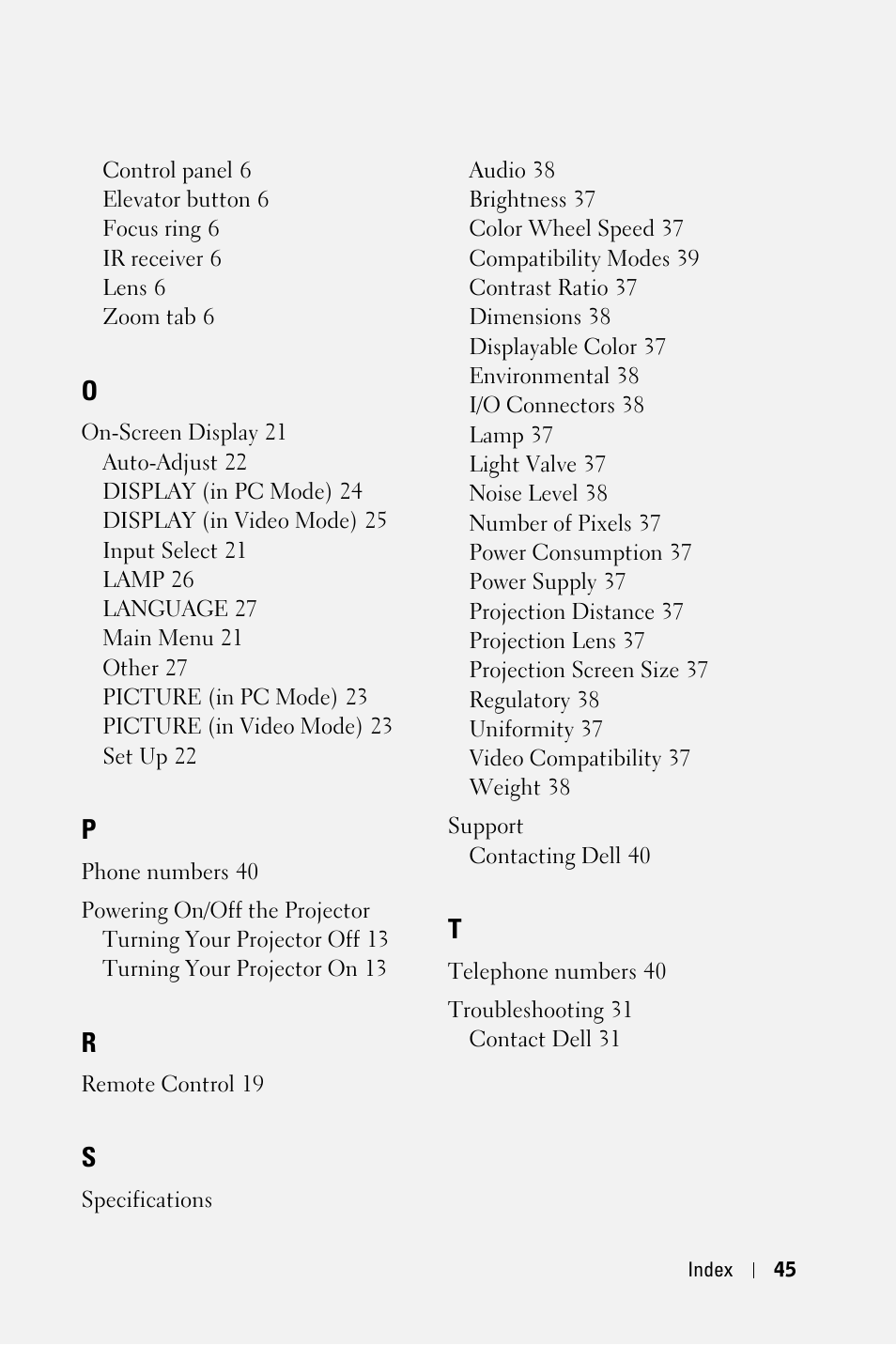 Dell M409WX Projector User Manual | Page 45 / 45