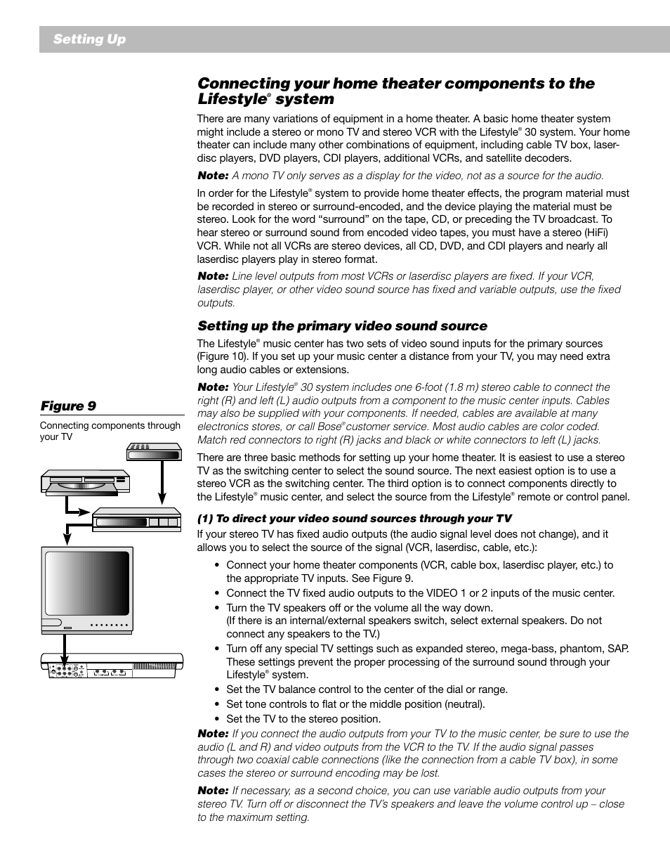 System, Setting up figure 9, Setting up the primary video sound source | Bose AM193147_03_V. User Manual | Page 12 / 34