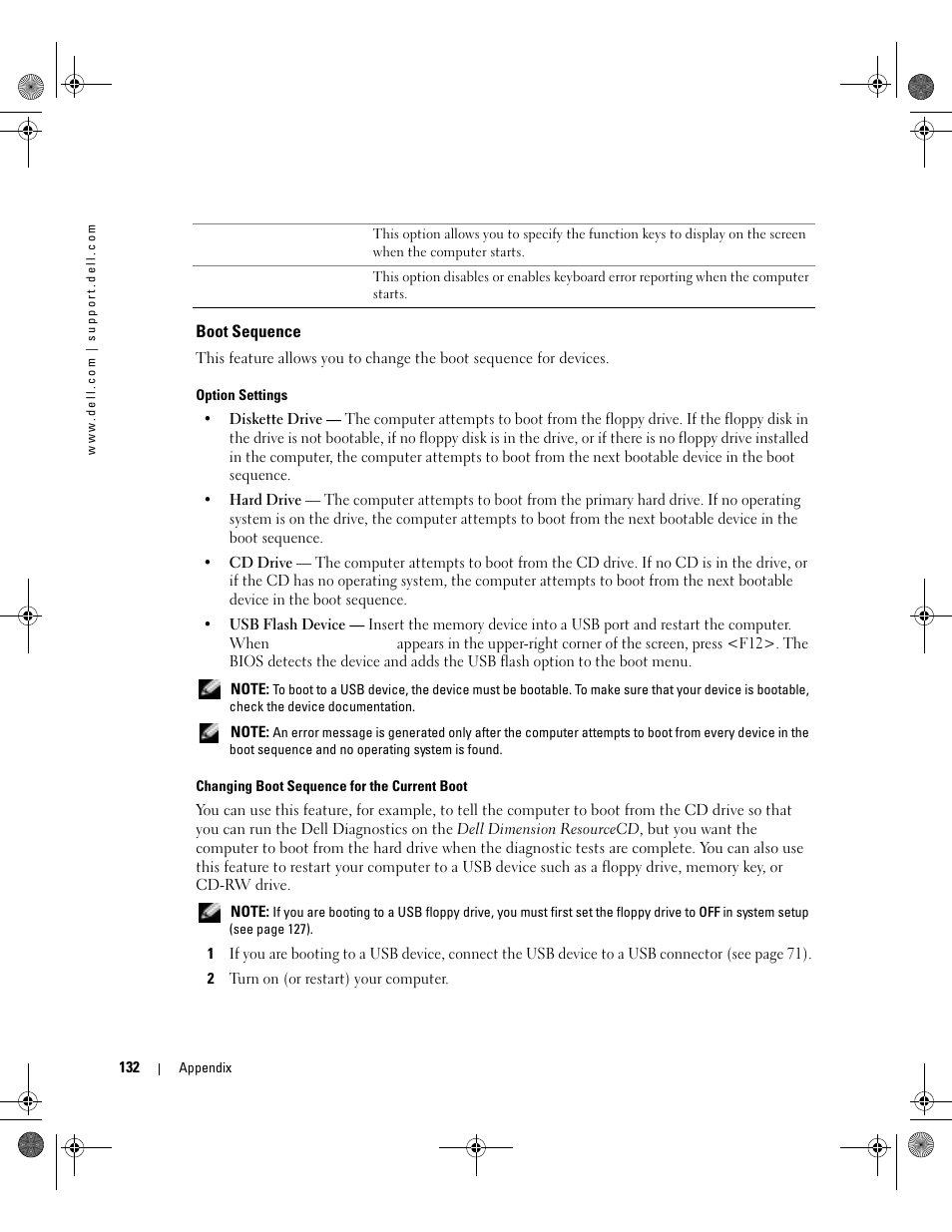 Boot sequence | Dell XPS/Dimension XPS Gen 5 User Manual | Page 132 / 162