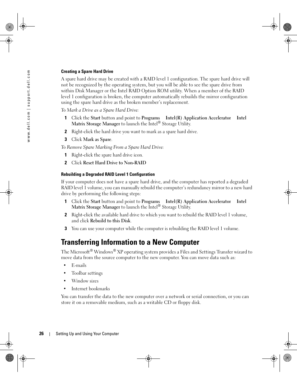 Transferring information to a new computer | Dell XPS/Dimension XPS Gen 5 User Manual | Page 26 / 162