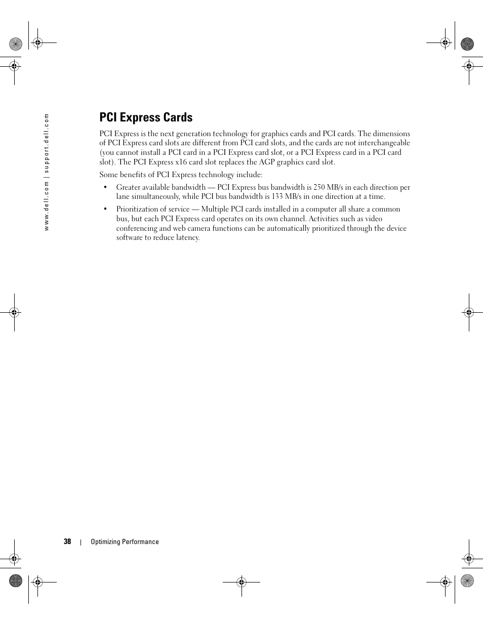 Pci express cards | Dell XPS/Dimension XPS Gen 5 User Manual | Page 38 / 162