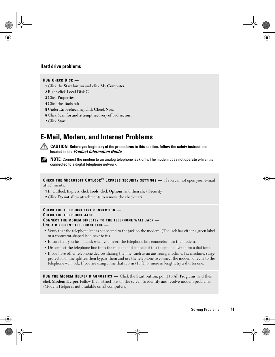 Hard drive problems, E-mail, modem, and internet problems | Dell XPS/Dimension XPS Gen 5 User Manual | Page 41 / 162