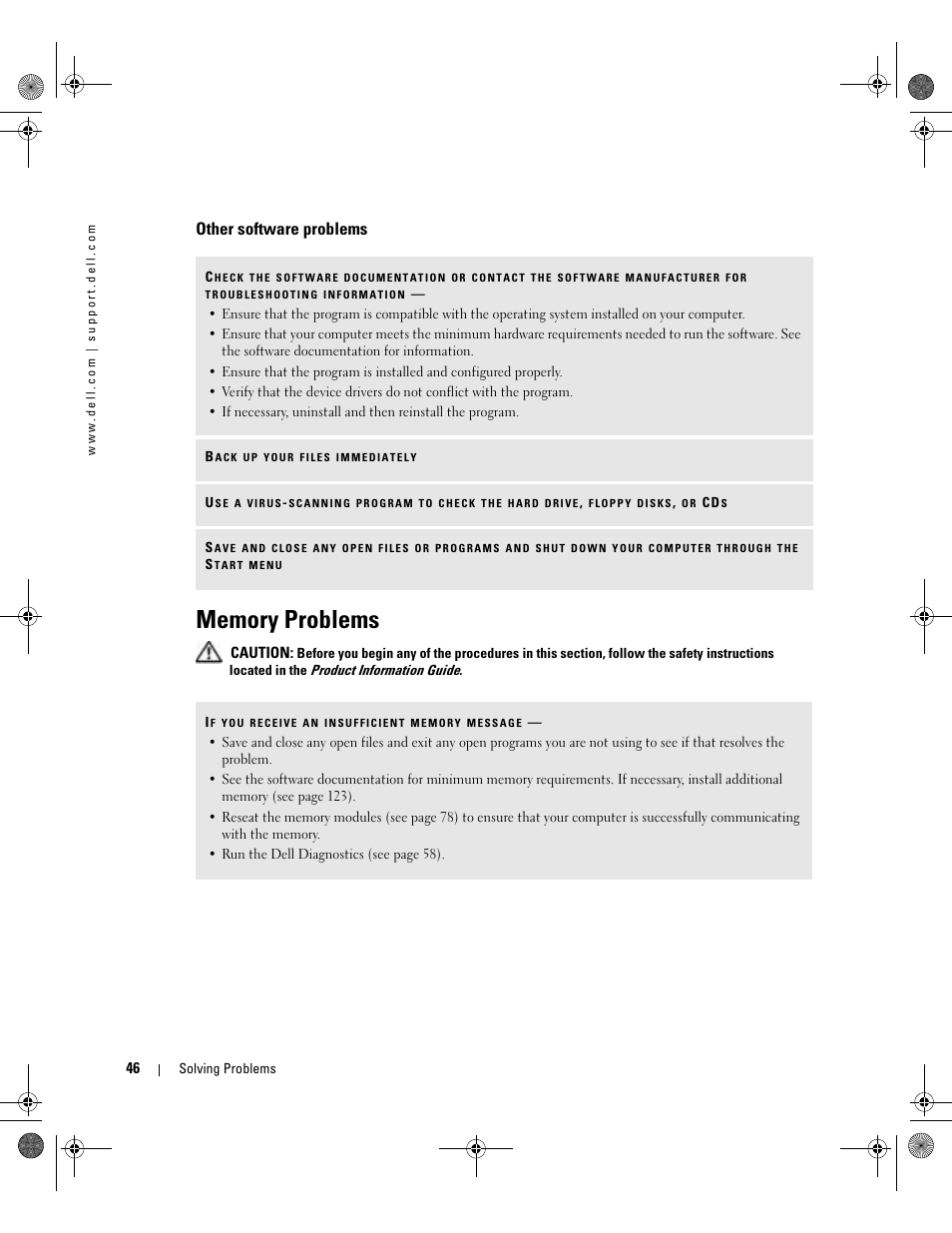 Other software problems, Memory problems, Click the com port for your modem | Dell XPS/Dimension XPS Gen 5 User Manual | Page 46 / 162