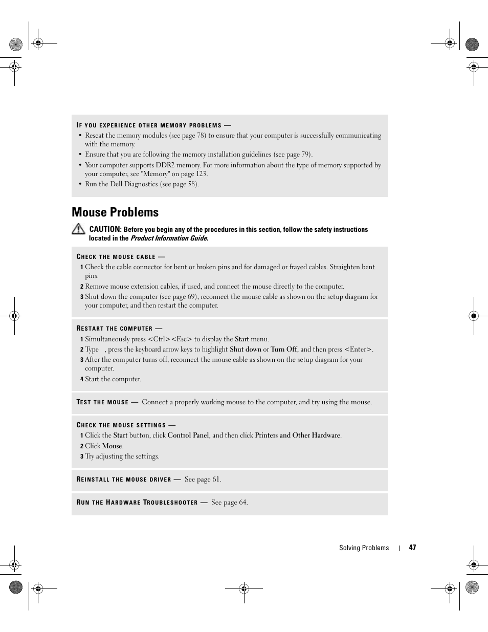 Mouse problems | Dell XPS/Dimension XPS Gen 5 User Manual | Page 47 / 162