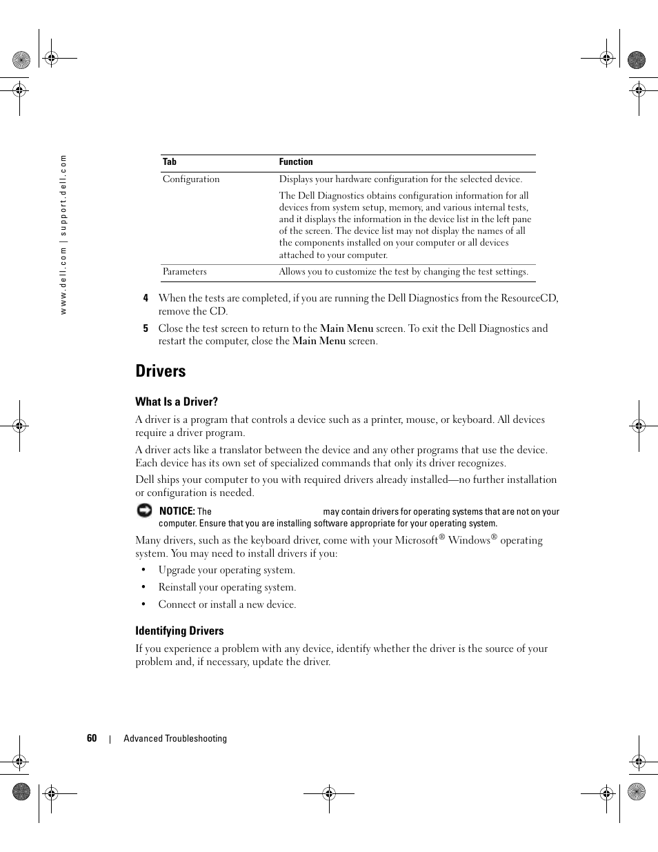 Drivers, What is a driver, Identifying drivers | Dell XPS/Dimension XPS Gen 5 User Manual | Page 60 / 162
