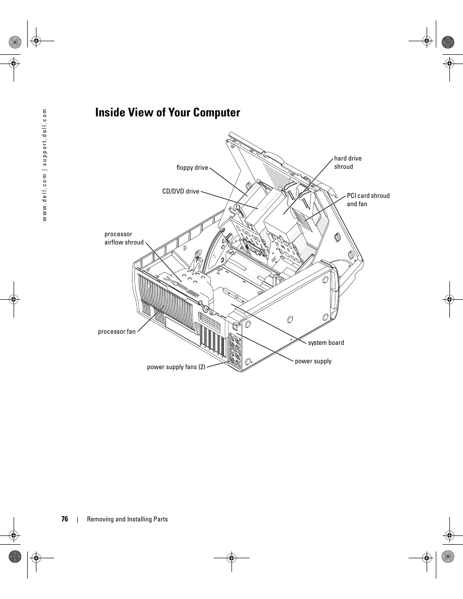 Inside view of your computer | Dell XPS/Dimension XPS Gen 5 User Manual | Page 76 / 162