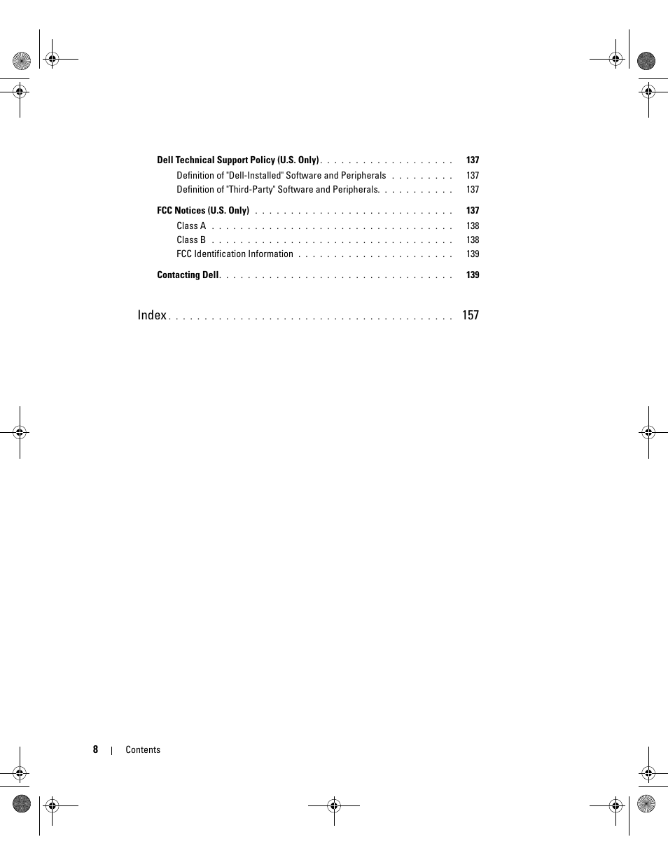 Index | Dell XPS/Dimension XPS Gen 5 User Manual | Page 8 / 162