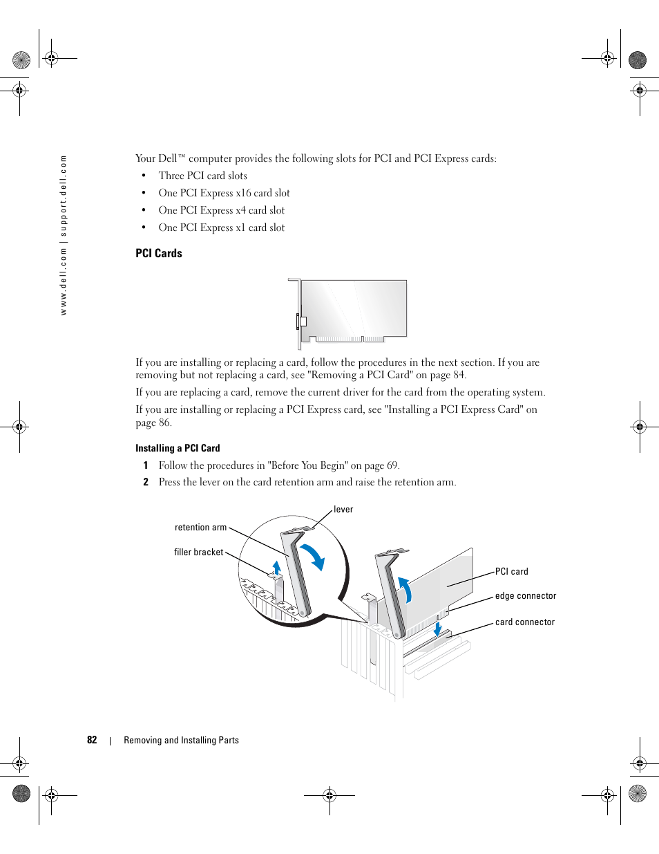 Pci cards | Dell XPS/Dimension XPS Gen 5 User Manual | Page 82 / 162