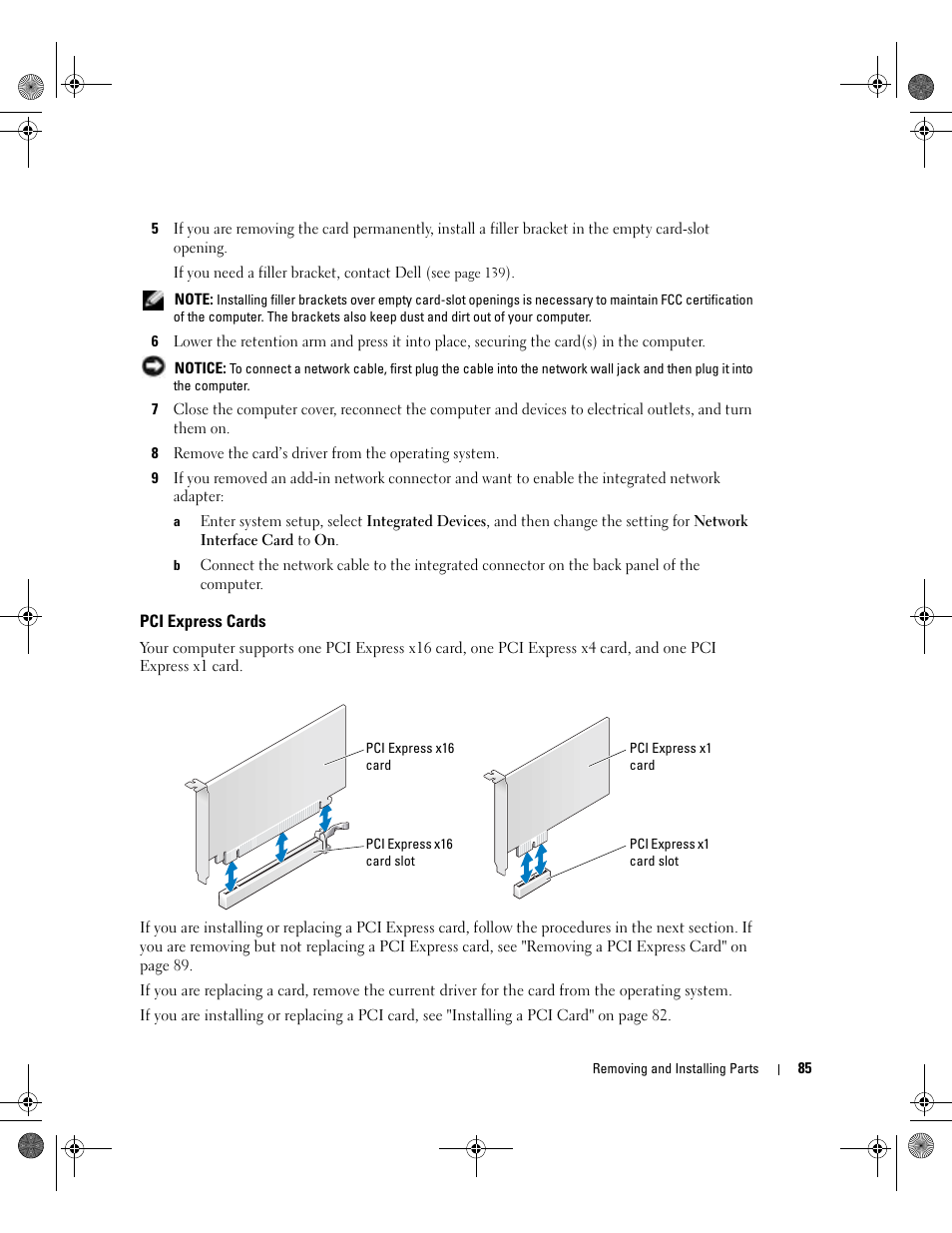 Pci express cards | Dell XPS/Dimension XPS Gen 5 User Manual | Page 85 / 162