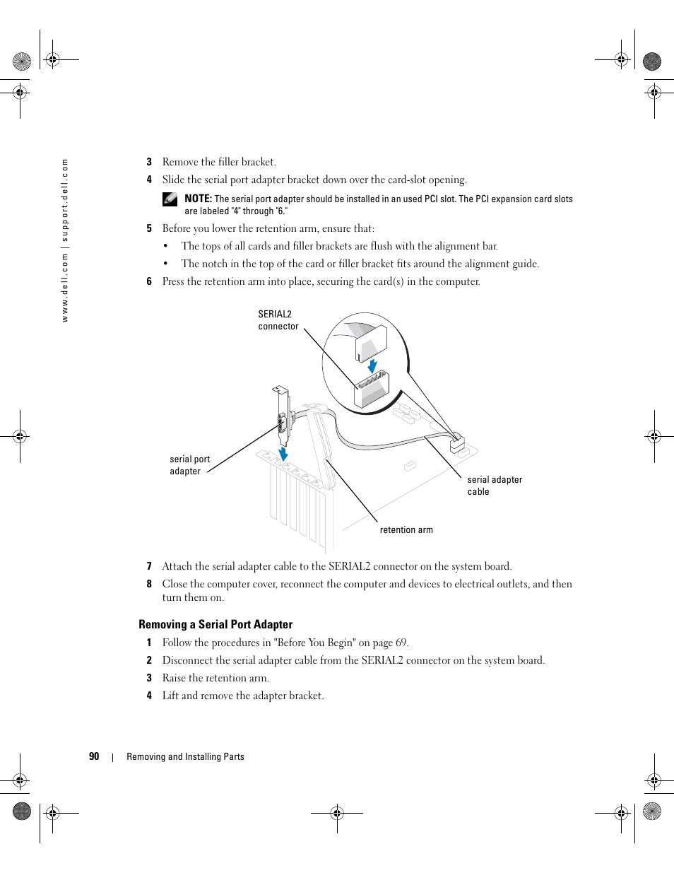 Removing a serial port adapter | Dell XPS/Dimension XPS Gen 5 User Manual | Page 90 / 162