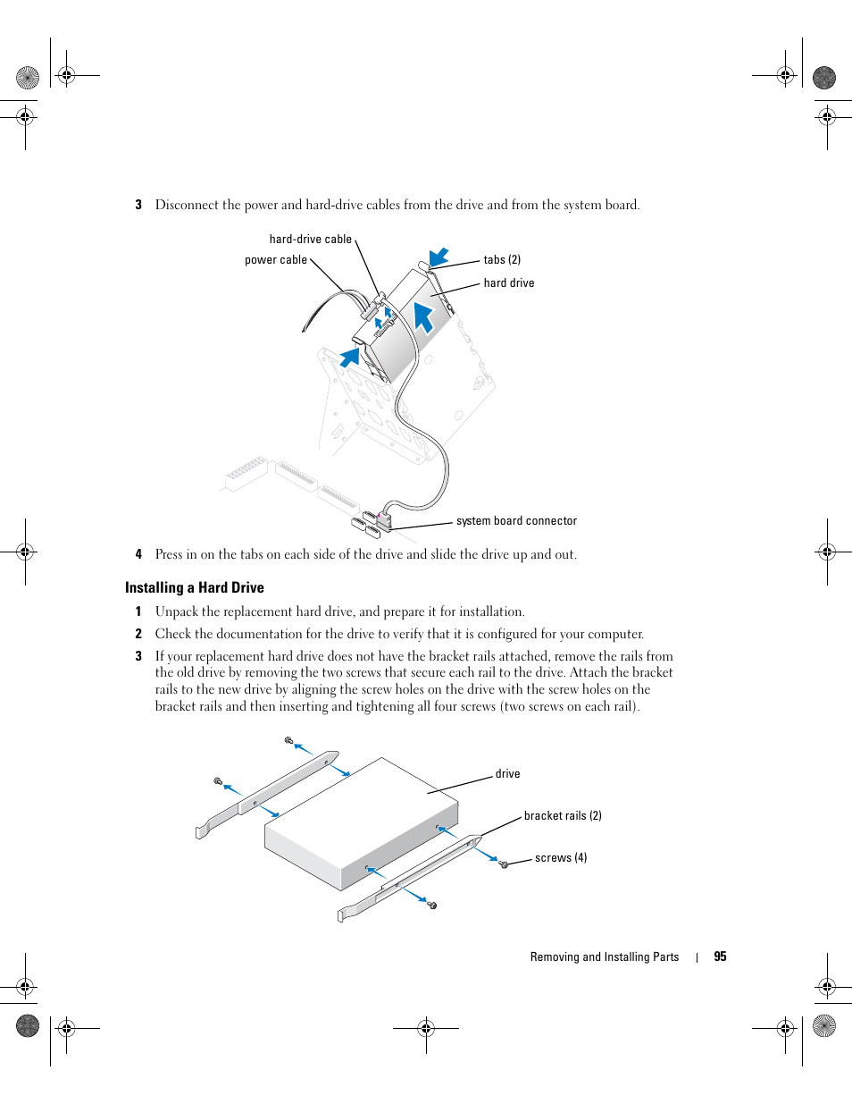 Installing a hard drive | Dell XPS/Dimension XPS Gen 5 User Manual | Page 95 / 162