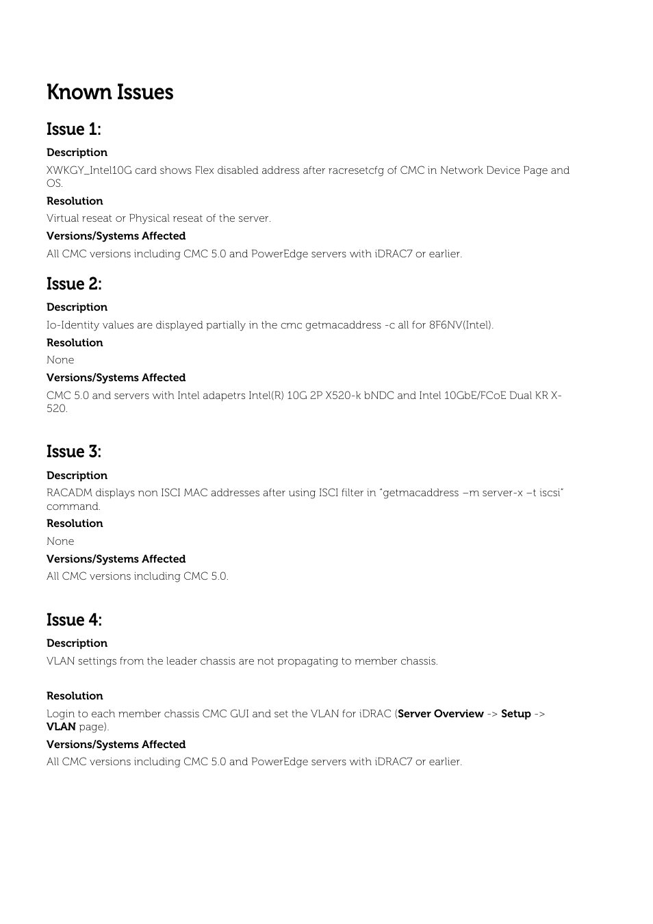 Known issues | Dell POWEREDGE M1000E User Manual | Page 4 / 8