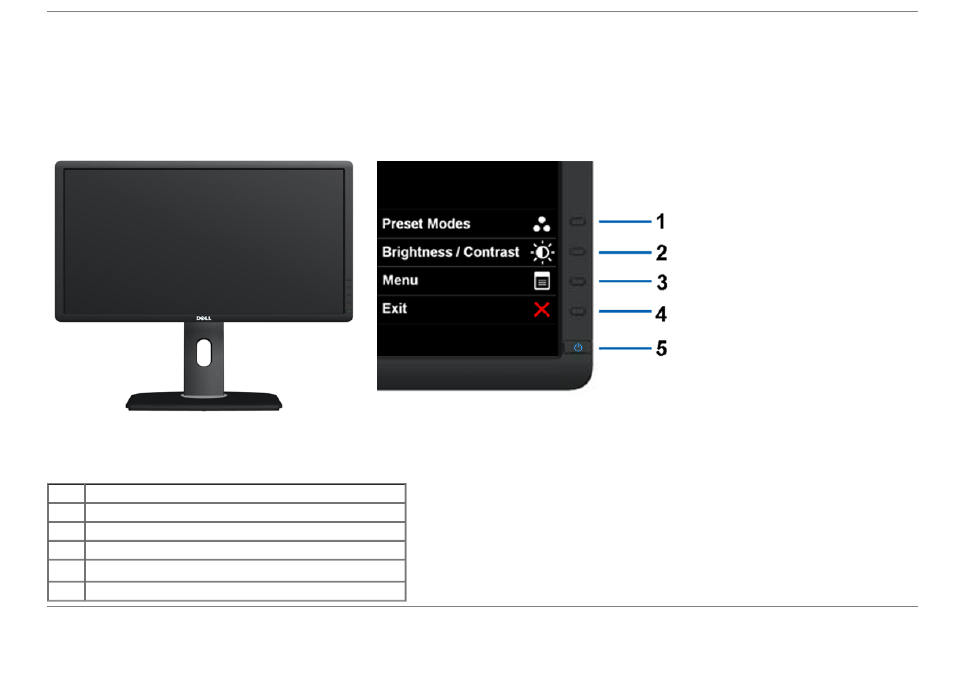 Identifying parts and controls, Front view, Back view | Dell P2212H Monitor User Manual | Page 7 / 55
