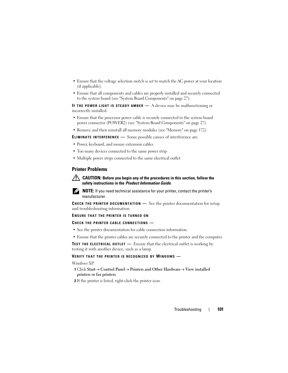 Printer problems | Dell Precision T7400 (Late 2007) User Manual | Page 101 / 307