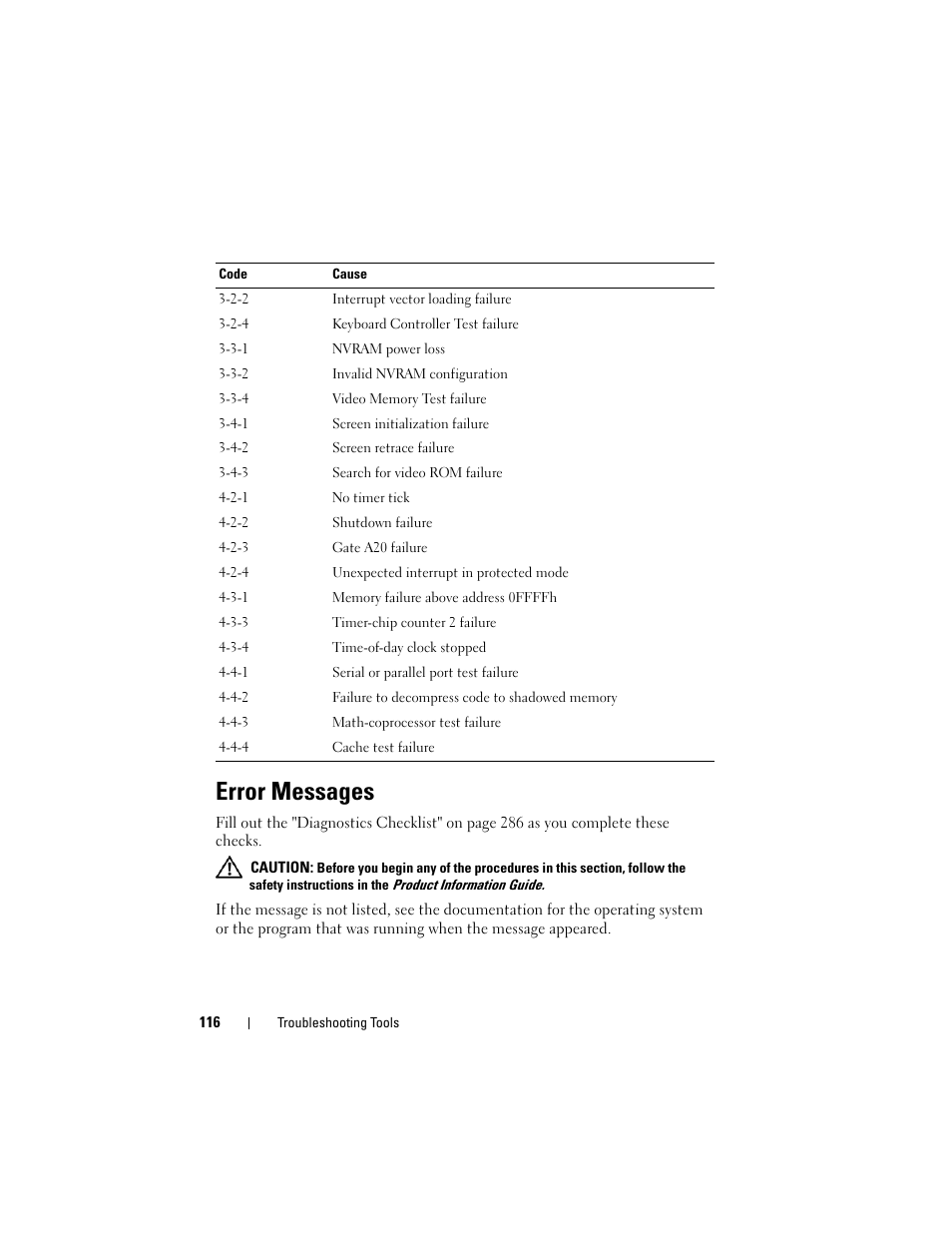 Error messages | Dell Precision T7400 (Late 2007) User Manual | Page 116 / 307