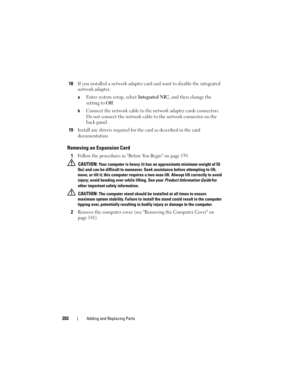 Removing an expansion card, Removing an expansion, E "removing an expansion | Dell Precision T7400 (Late 2007) User Manual | Page 202 / 307
