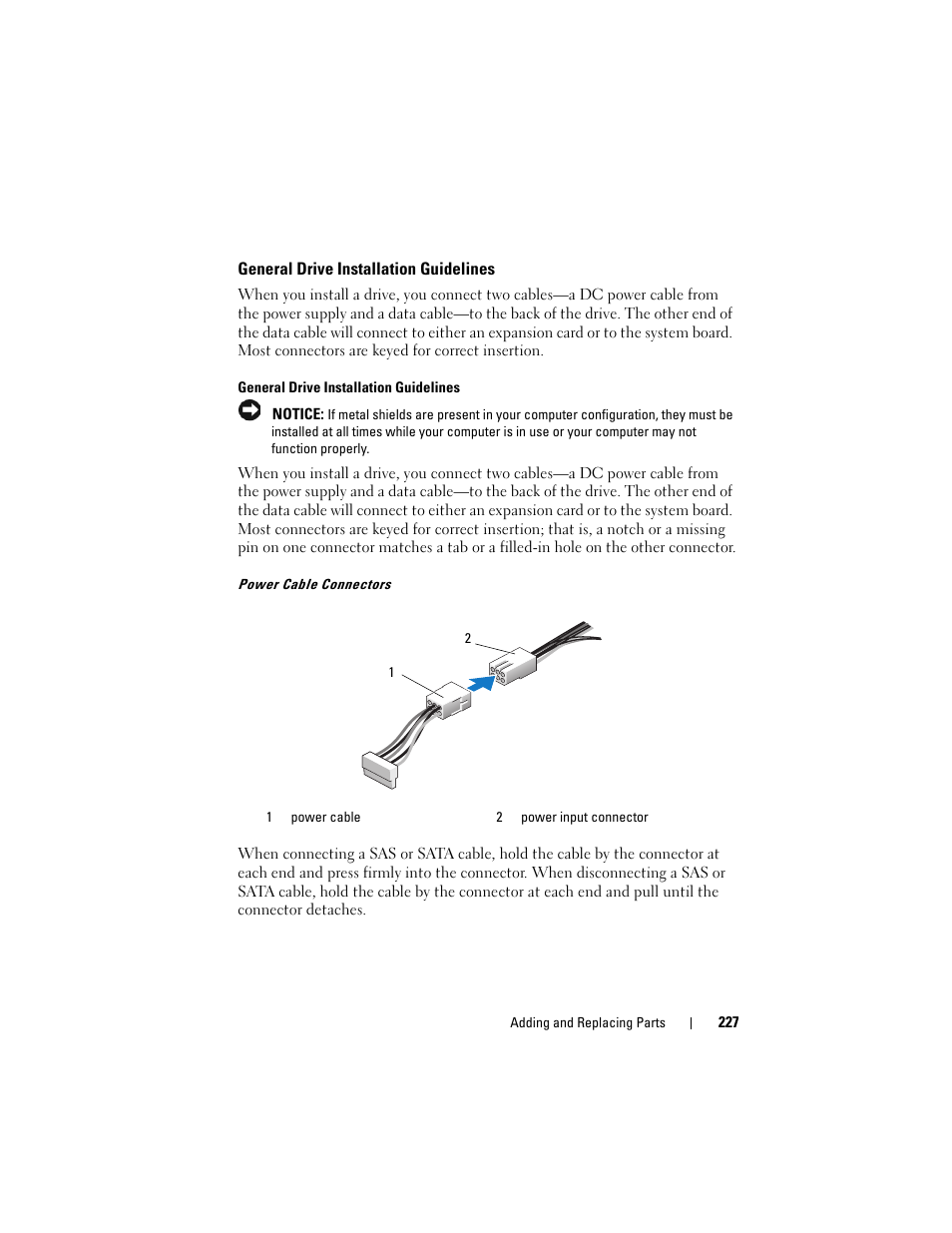 General drive installation guidelines | Dell Precision T7400 (Late 2007) User Manual | Page 227 / 307